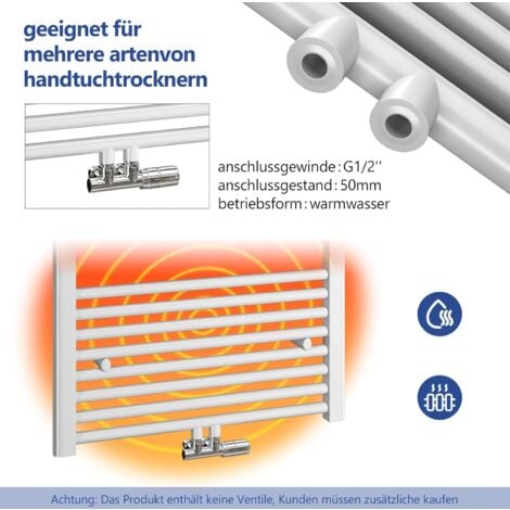 Meykoers Badheizkörper Weiß gerade Handtuchtrockner Mittelanschluss 700 x 400 mm Handtuchwärmer, 238 W