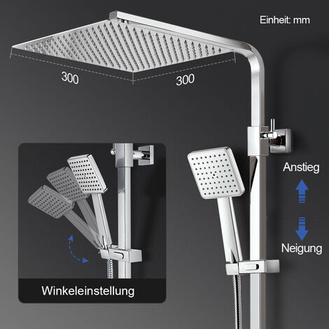 YOOZENA Duschsäule Mit Höhenverstellbarem Duschkopf & Handbrause – Edelstahl Verchromt, Inkl. Mischbatterie