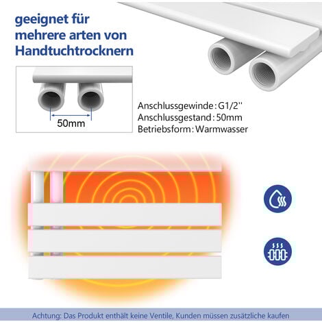 Meykoers Badheizkörper Weiß Flach Handtuchtrockner 899x400mm Asymmetrie Handtuchheizkörper 380 Watt Seitenanschlusss