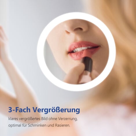 Meykoers led Badspiegel 120x60cm Badezimmerspiegel mit Beleuchtung mit 3X Vergrößerung und Touch-Schalter, Lichtspiegel Kaltweiß 6500K