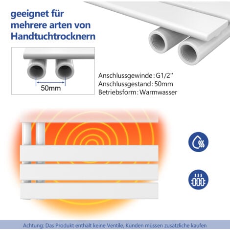Meykoers Heizkoerper Stahl Weiß 899 x 400 mm Asymmetrischer Paneel Handtuchheizkörper Warmwasser, Badheizkörper Seitenanschlusss 380 W