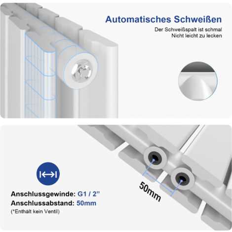 Meykoers Flachheizkörper doppellagig Weiß 63x62cm Horizontal Design Heizkörper Seitenanschluss 826 Watt