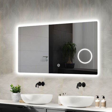 S'AFIELINA Badspiegel mit Beleuchtung 100x60cm LED Badspiegel mit