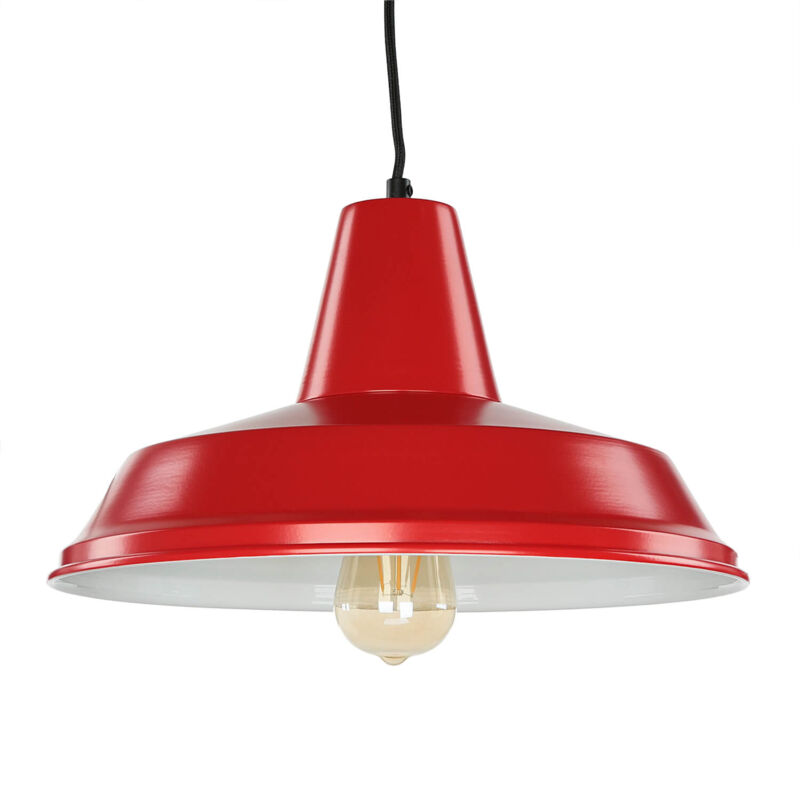 Suspension Industrielle Rouge Seylumieres – Luminaire En Métal, Style Loft, Occasion
