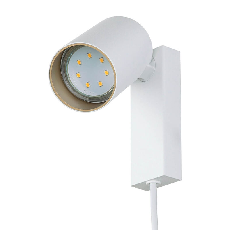 Spot Mural WAIKA GU10 - Interrupteur Intégré - Orientable 90° - Ampoule LED 630lm Incluse - Blanc