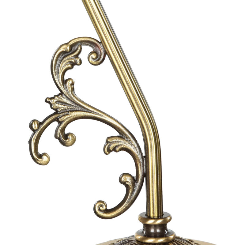 Lampe De Table Art Nouveau En Laiton Et Verre - Hauteur 39 Cm, Finition Bronze Antique Crème, Culot E27