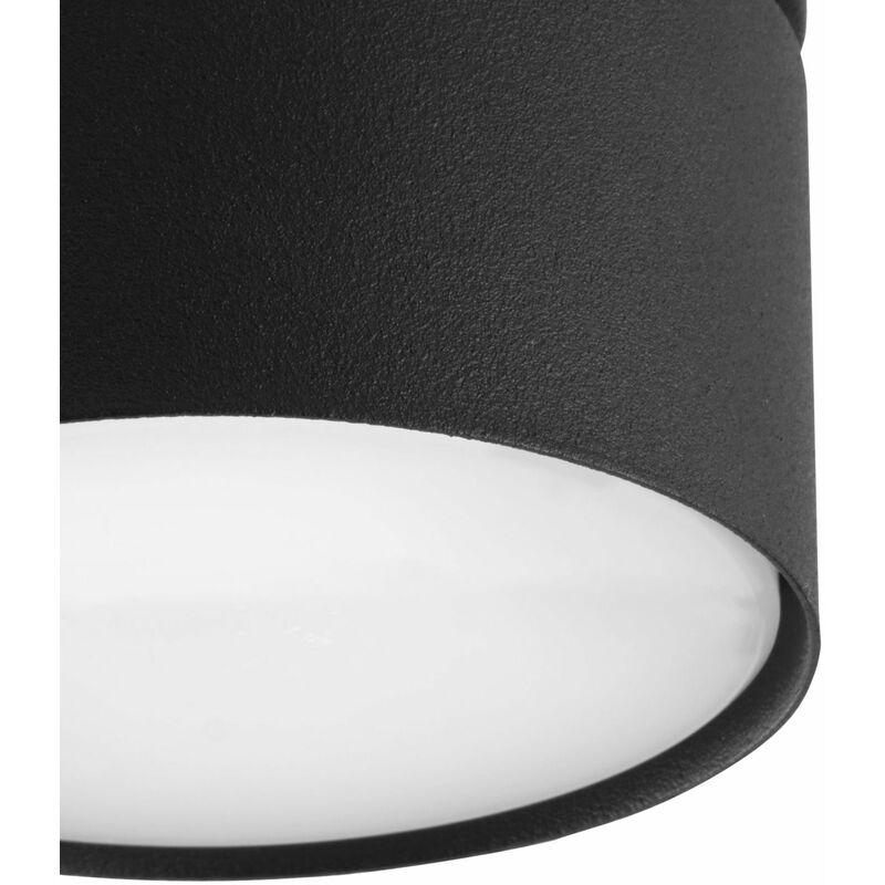 Plafonnier encastré à 2 lampes abat-jour cylindrique circulaire CANVAS,  noir mat