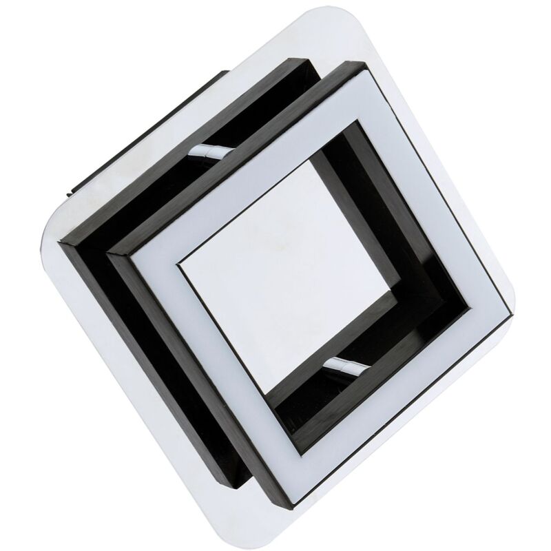 Plafonnier LED B : 12 cm noir chromé carré 4200 K lumière blanc neutre 300 lm
