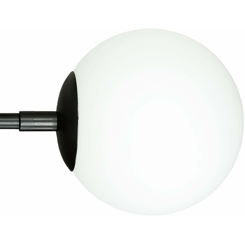 Applique pour salle de bain Noir Mat et boule en verre blanc : Modèle PARMA  par ACB - Luminaires Privés