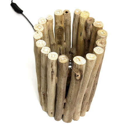 Lampe De Table En Bois Flotté - Pièce Unique Artisanale - Abat-jour Inclus