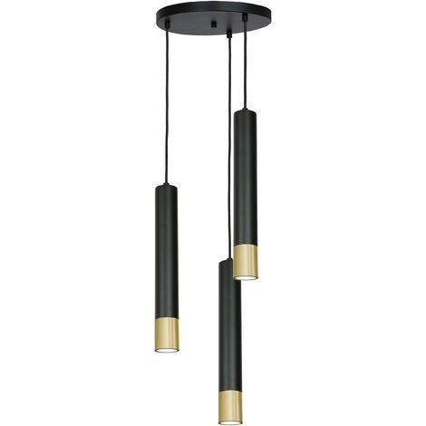 Suspension Rustique DOROTHEA Noir Et Blanc - Abat-jour Verre Albâtre 24,5 Cm, E27 Max 60W, Chaîne Réglable