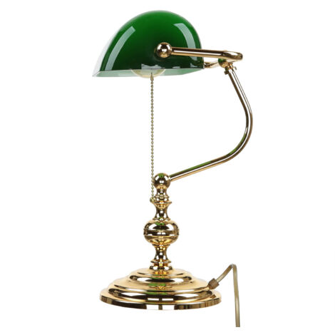 Lampe art deco Lampe Banquier Finition Dorée, Ajustable, Art Déco Abat