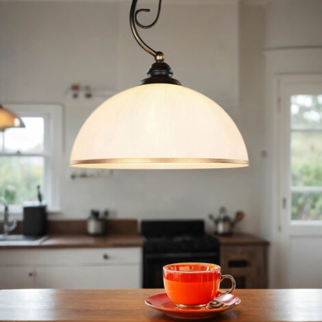 Lampe à suspendre métal blanc E27 Ø 30 cm Art Nouveau Suspension salon (1/5)
