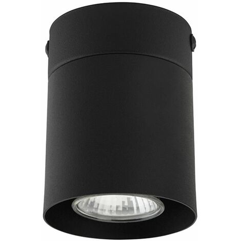 Spot de Plafond Noir H: 10,5 cm Ø 8 cm Étroit GU10 Métal Luminaire de Plafond Salon Couloir (1/3)