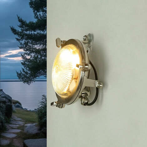 APPLIQUE MURALE EN Verre Et Laiton E27 IP44 21 Cm De Hauteur Maritime