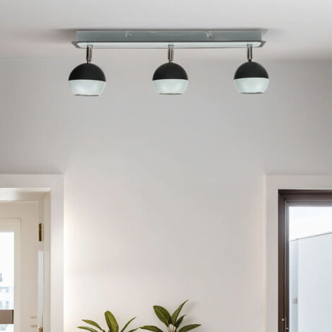 Spot de plafond orientable noir blanc GU10 3 lampes abat-jour boule spot de plafond moderne (1/5)