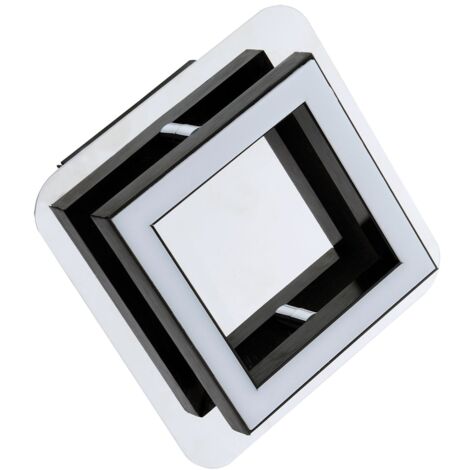 Plafonnier LED B : 12 cm noir chromé carré 4200 K lumière blanc neutre 300 lm