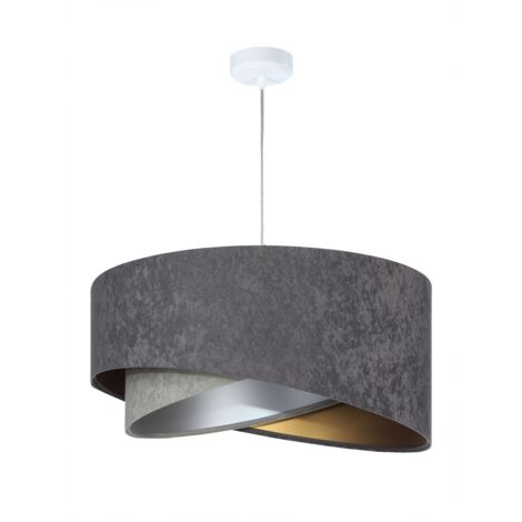 Tissu lumineux suspendu E27 D : 50 cm rond H : max. 102 cm en blanc gris foncé or gris clair argent (1/3)