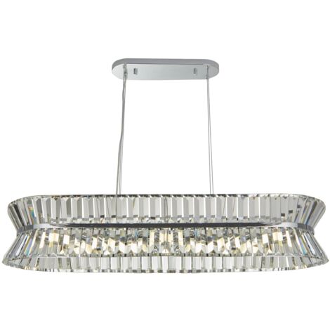 Suspension métal H : max. 150 cm chromé Lampe suspendue G9 allongée en cristal Art Déco (1/3)