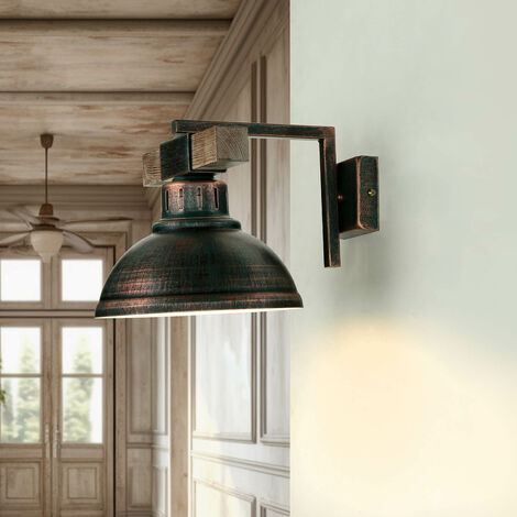Applique d'intérieur HAKON de couleur cuivre en bois au design élégant dans le style vintage E27 - Cuivre antique, bois (1/5)