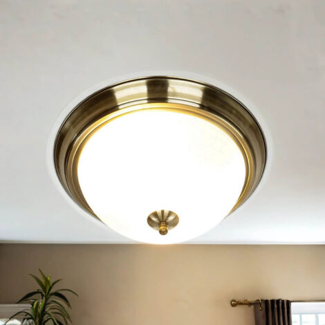 Plafonnier d'intérieur TOP de couleur cuivre au design classique de style art nouveau Ø29cm E27 - Laiton, Blanc (1/5)