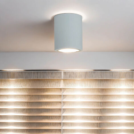 Plafonnier d'intérieur blanc au design élégant de forme cylindrique dans le style Bauhaus E27 - Blanc (1/5)