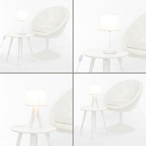 Abat-jour Blanc Dentelle Textile pour lampe de table E14