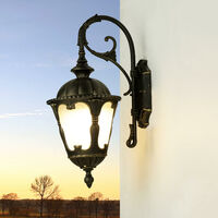 Applique extérieure antique en aluminium H:46cm – Lanterne rustique étanche IP44 – Douille E27 pour ampoule jusqu'à 60W – Licht-Erlebnisse