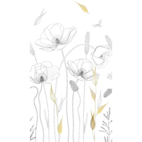 A.S. Creations – Papier peint vinyle fleur noir et blanc – Fresque panoramique lessivable – Raccordable – Résistance à la lumière (1/3)