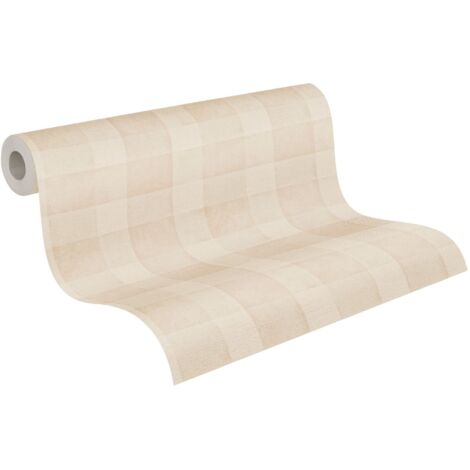 Papier peint à carreaux de style maison de campagne Papier peint intissé classique de couleur beige (1/5)