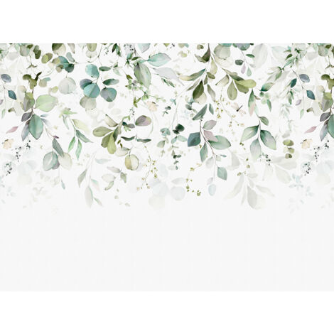 Papier peint vinyle sur intissé motif feuillage vert – Lessivable et strippable – Résistance à la lumière – Panoramique non raccordable – Livingwalls (1/3)