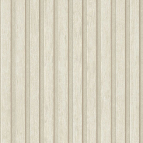Papier peint imitation tasseaux bois beige – Effet bois 3D – Intissé structuré – Facile à poser – Pour salon – Bricoflor