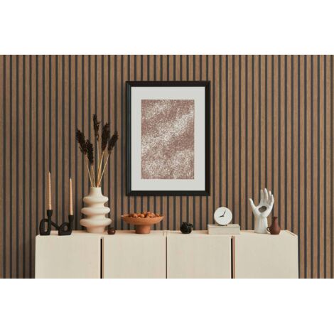 Papier peint vinyle marron effet 3D – Motif bois strippable – Lessivable et brossable – Raccord libre – Bricoflor (1/6)