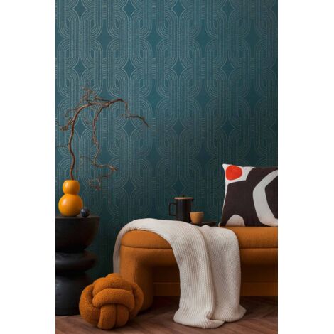 Papier peint Art Déco Bleu canard French Affair A.S. Création (1/4)