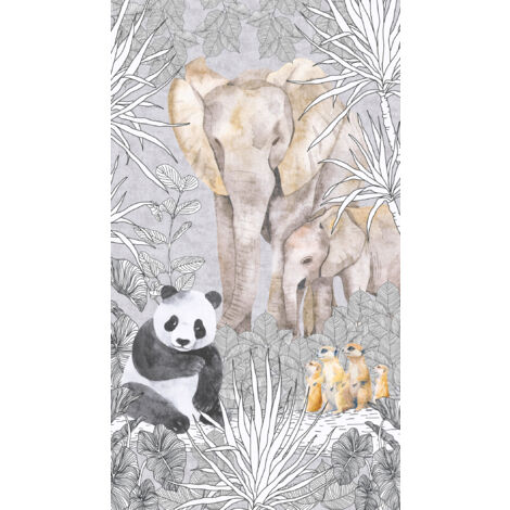 Panoramique, Fresque Animaux Gris Lilly & Luis A.S. Création (1/3)