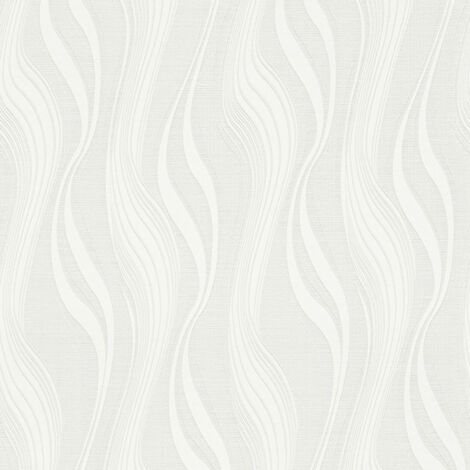 A.S. Creations – Papier peint à motif vagues claires – Papier peint intissé moderne – 10,05 x 0,53 m – Pour salon, chambre, couloir, pièces humides