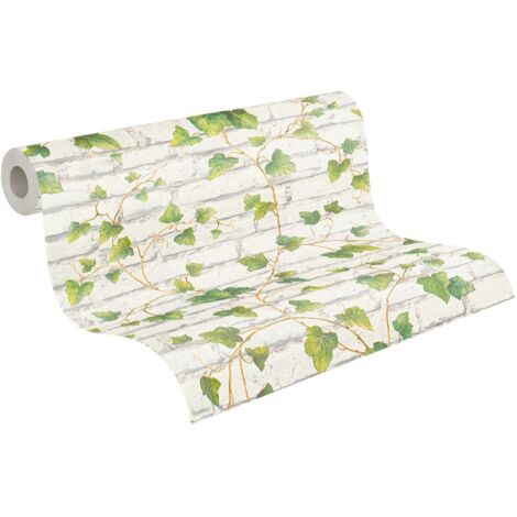 A.S. Creations – Papier peint brique vert effet matière – Lessivable, strippable, bonne résistance à la lumière – Dimensions : 170g/m² (1/5)