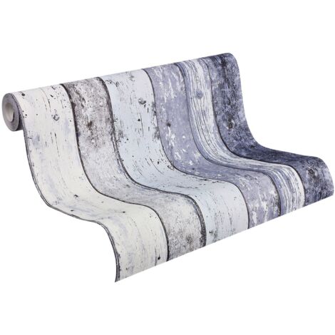 Papier peint imitation planches de bois Tapisserie effet vieilles planches gris bleu blanc Papiers peints pour chambre et salon
