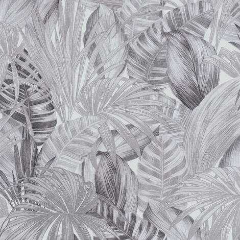 A.S. Creations – Papier peint à motif feuillage noir et blanc – Expansé sur intissé 160g/m² – Lessivable et strippable – Bonne résistance à la lumière (1/10)