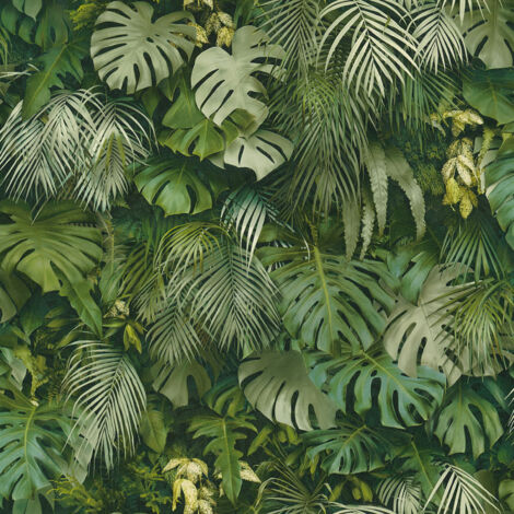 A.S. Creations – Papier peint vinyle jungle vert 230g/m² – Motif feuillage – Lessivable et strippable – Bonne résistance à la lumière (1/7)