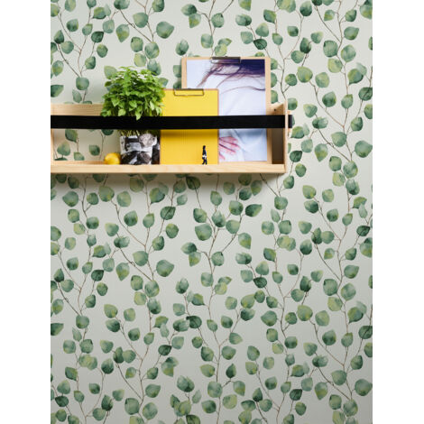 A.S. Creations – Papier peint vinyle nature vert feuillage – Lessivable, strippable, bonne résistance à la lumière – Raccord sauté – 230g/m² (1/10)