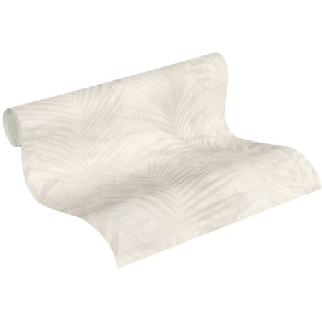 A.S. Creations – Papier peint vinyle beige motifs feuillage – Lessivable et brossable – Raccord sauté – 270g/m2 – Pour murs intérieurs