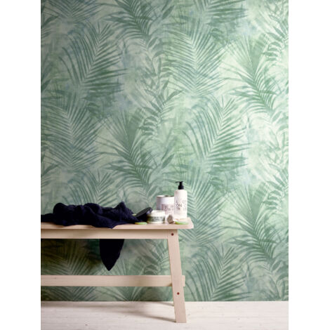 A.S. Creations – Papier peint tropical vert – Tapisserie jungle exotique – Papier peint intissé embossé – Pour salon et chambre – Haute qualité