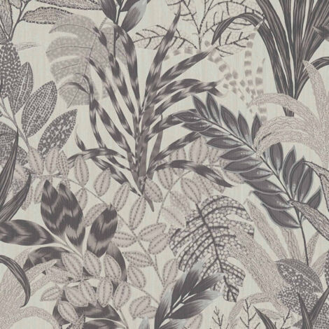 papier peint feuilles tropicales gris  - Livingwalls (1/7)
