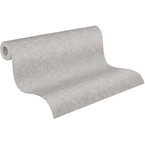 Papier peint effet béton gris clair Papier peint non-tissé uni effet béton pour cuisine et couloir Papier peint gris avec design béton (1/5)