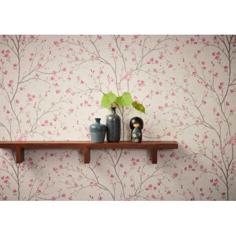 Papier peint à motif fleurs japonaises 53cm x 10,05m – Vinyle intissé lavable – Raccord sauté – Pour chambre, salon, bureau – A.S. Creations - SP15559 (1/8)