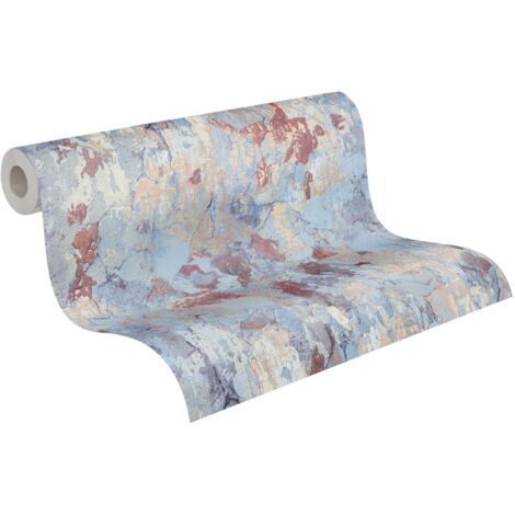 Papier peint look usé bleu clair marron Papier peint mural non-tissé original pour salon et salle à manger Papier peint vintage (1/5)