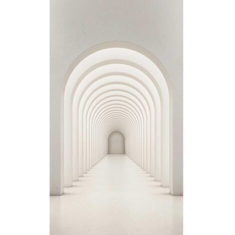 A.S. Creations – Papier peint panoramique trompe l'oeil blanc – Motif 3D – Lessivable et brossable – Raccordable – Résistance à la lumière (1/5)