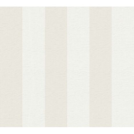 A.S. Creations – Papier peint rayé intissé beige et crème – Tapisserie pour chambre adulte et salon – Résistant à la lumière – 10,05 x 0,53 m (1/8)
