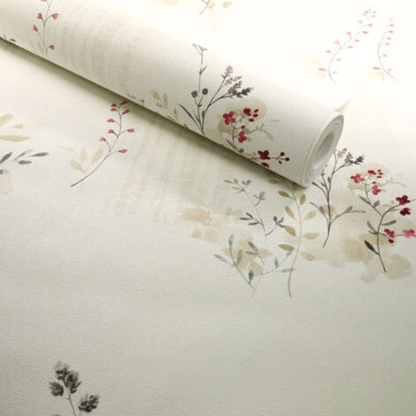 Papier peint LUTECE imprimé fleurs champêtres Beige 10mx 0.53 m (1/4)